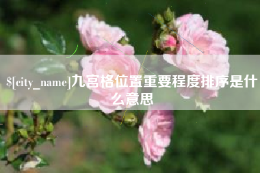 惠州九宫格位置重要程度排序是什么意思